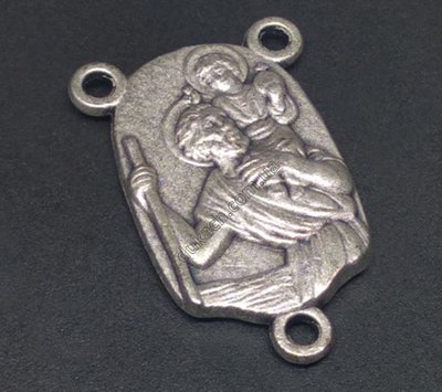 Конектор для розарію Ісус та Йосип, античне срібло (3886) 3886 фото