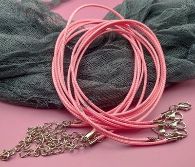 Основа для украшений Шнур плетеный. Розовый (пастель), d=1,5мм, 43см, замок серебро (7096) 7096 фото