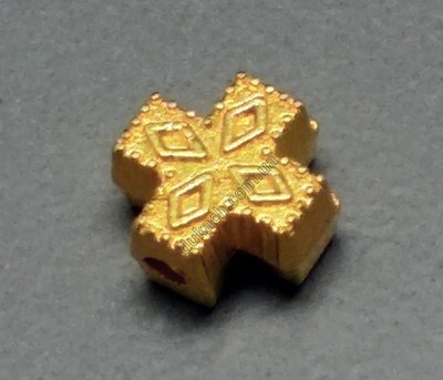 Намистина Хрест Вишиванка, 8х8мм, колір золото (6325) 6325 фото