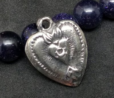 Кулон Сердце Иисуса, 20х15мм,  серебро античное (56131) 56131 фото