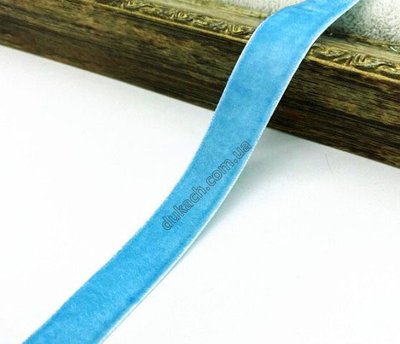 Стрічка Оксамит 15мм, блакитна. За 1м (6128) 6128 фото