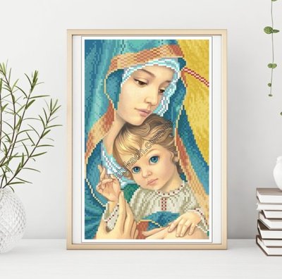 Набор для вышивки Мадонна с младенцем в синем (малая), бисер (8723) 8723 фото