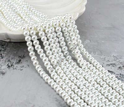 Низка намистин Майорка, біла, намистина 4мм, імітація перлів, +/- 200шт. (9634) 9634 фото