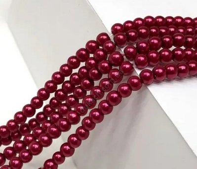 Низка намистин Майорка, червоно-малинова, намистина 4мм, імітація перлів, +/- 200шт. (9635) 9635 фото