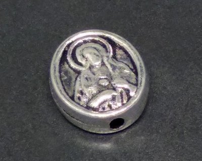 Бусина для розария Дева Мария, 10х8мм, античное серебро (3970)  3970 фото