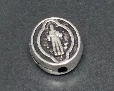 Намистина для розарію Святий Бенедикт Cspb, 10х8мм, античне срібло (3978) 3978 фото