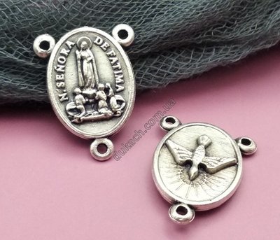 Коннектор для розария Богоматерь Фатимская и св. Дух, античное серебро (7177) 7177 фото