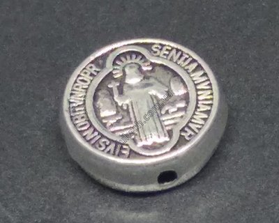 Намистина для розарію Святий Бенедикт Cspb, 15мм, античне срібло (3977) 3977 фото