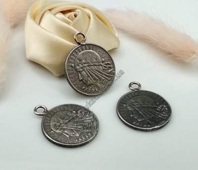 Кулон дукач Королева Ядвіга, 20мм, срібло античне (10191) 10191 фото