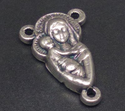 Коннектор для розария Дева Мария с младенцем, античное серебро (3823) 3823 фото
