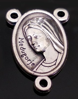 Коннектор для розария Дева Мария Меджугорье, серебро (2185)  2185 фото