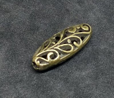 Бусина Ажурная бочечка Акант, 23мм, бронза античная (44781) 44781 фото