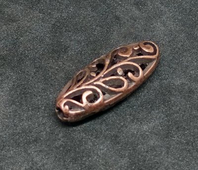 Бусина Ажурная бочечка Акант, 23мм, медь античная (44782) 44782 фото