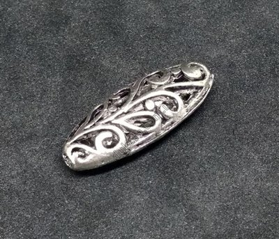 Бусина Ажурная бочечка Акант, 23мм, серебро античное (4478) 4478 фото