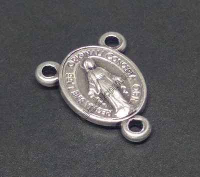 Конектор для розарію Діва Марія чудотворний медальйон, античне срібло (3793) 3793 фото