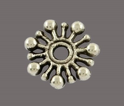Бусина Звезда цветок, 9х2мм, серебро античное (2495) 2495 фото