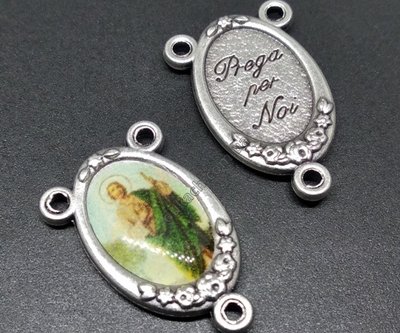 Коннектор для розария Иисус Добрый Пастырь (Prega per noi), серебро (3520)  3520 фото