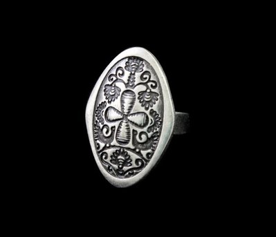 Кольцо Рукотворы, 30х20мм, серебро античное (488) 488 фото
