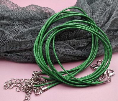 Основа для украшений Шнур плетеный. Зеленый, d=1,5мм, 43см, замок серебро (7060) 7060 фото
